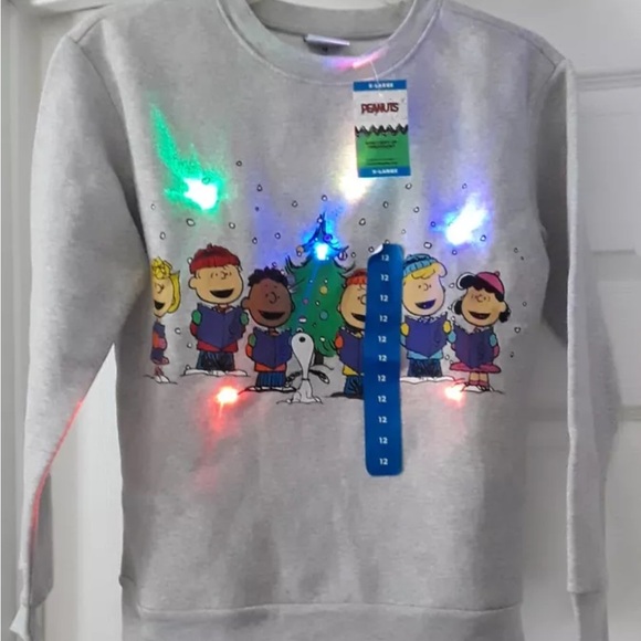 Peanuts Snoopy Charlie Brown Christmas Size Kids Medium Light Up Swea… - Picture 3 of 6